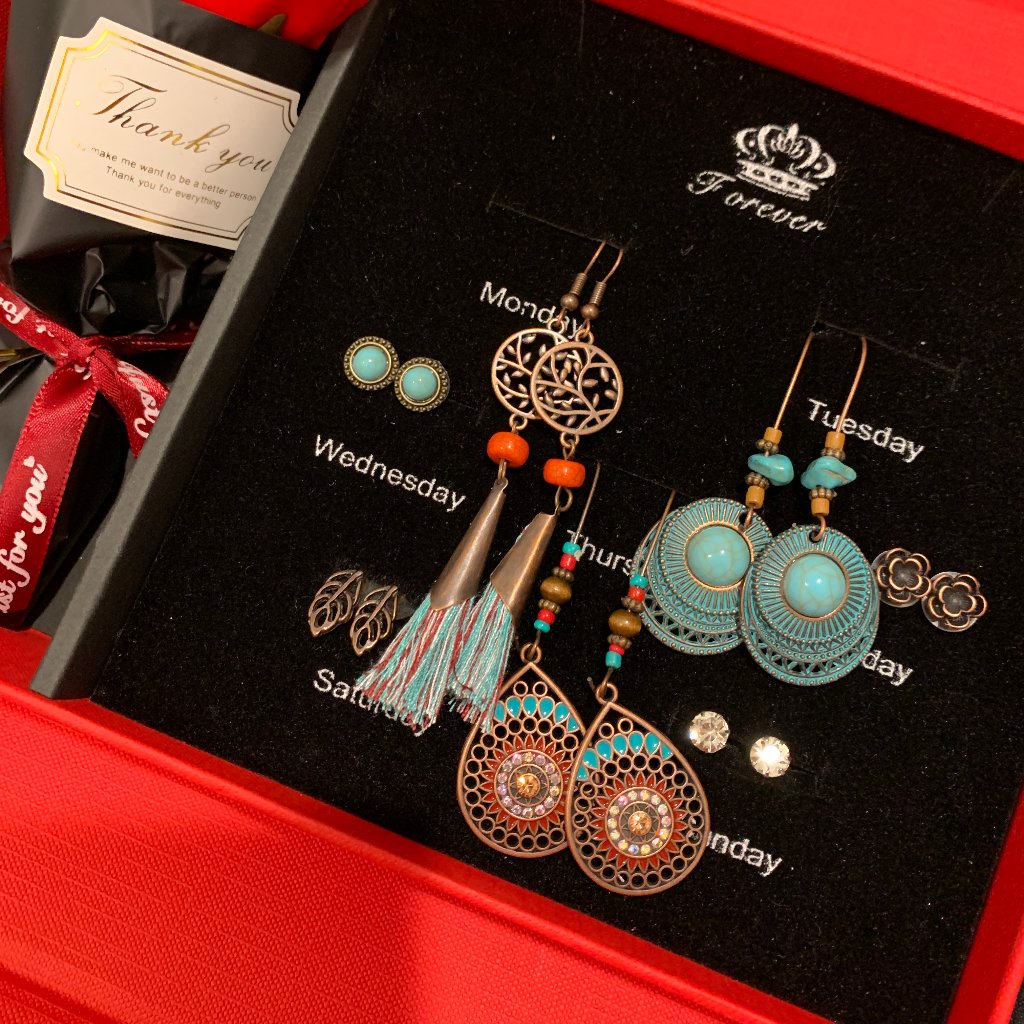 7 Days Of The Week Earrings Set Weekly Jewelry Gift